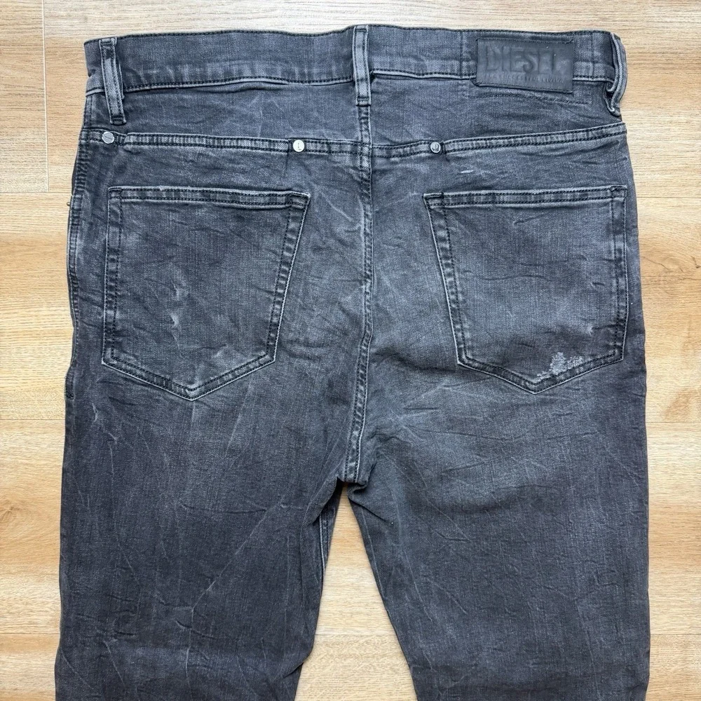 Diesel D-EETAR Jeans Men 32x27 Black Tapered Leg Italian Destroyed Grunge NEW